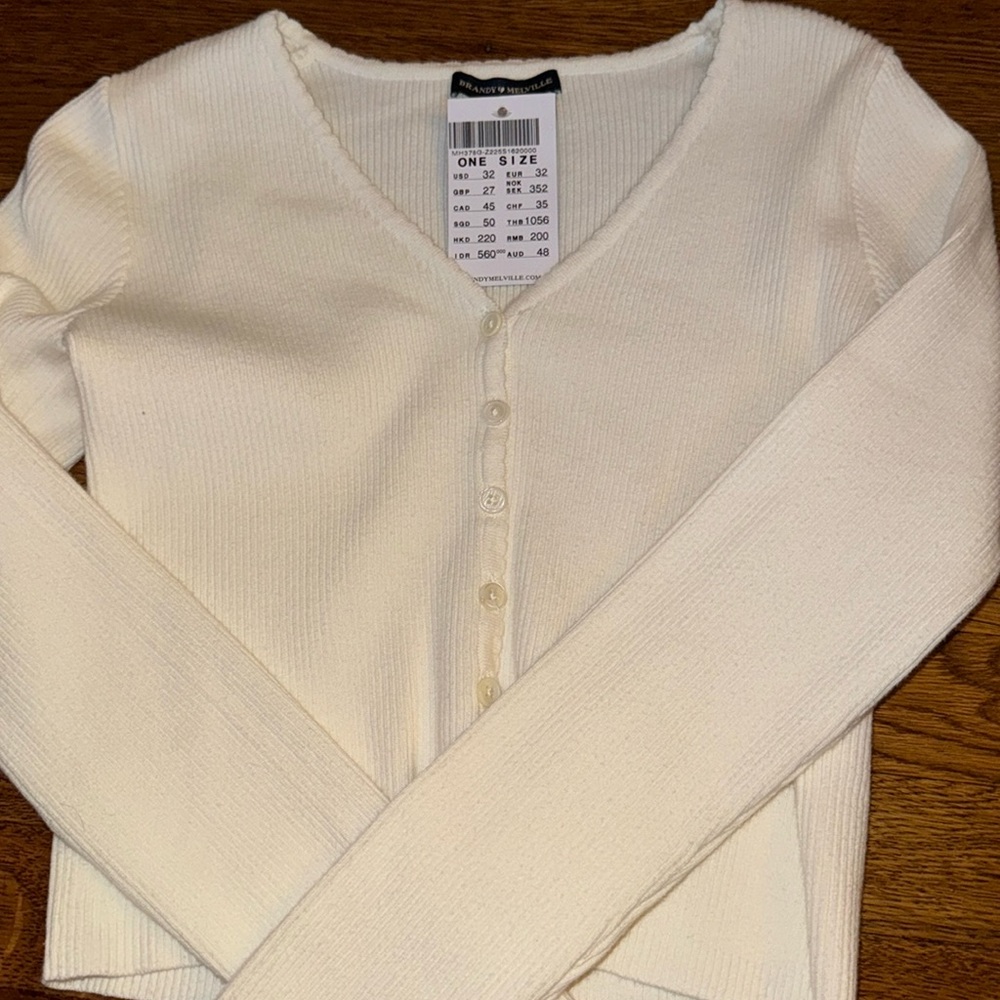 Brandy Melville button up long sleeve cropped top
